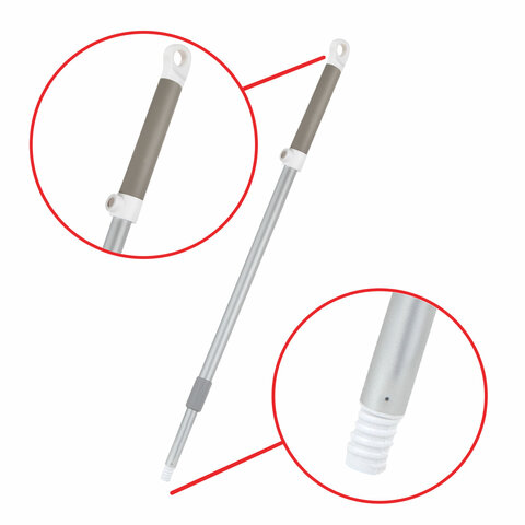 Совок для мусора с черенком 84 см + щетка с телескопическим черенком 63-108 см, магнитное крепление, бело-серый, DASWERK (ДАСВЕРК), 608950