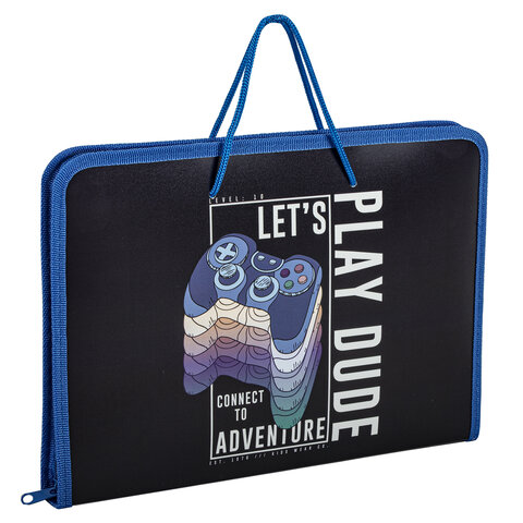 Папка для труда на молнии с ручками ПИФАГОР А4, 1 отделение, пластик, органайзер, "Aracde Fun", 271474