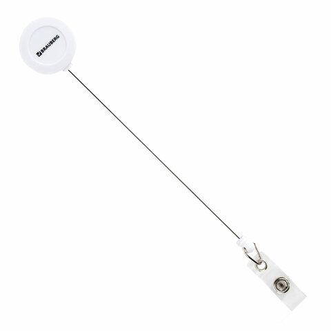 Бейдж вертикальный (90х60 мм), с держателем-рулеткой 70 см, белый, BRAUBERG, 238243