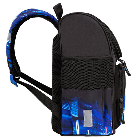 Ранец ПИФАГОР BASIC, 1 отделение, 3 кармана, эргономичная спинка, "Speed rusher", 35х28х18 см, 273141