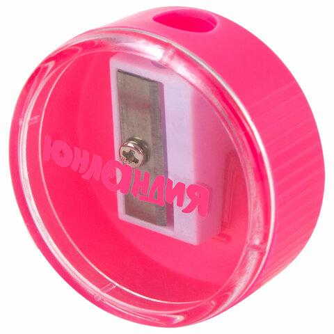 Точилка с контейнером ЮНЛАНДИЯ "ШАРИК НЕОН", неоновые цвета ассорти, 272511