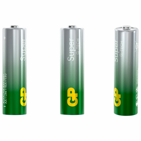 Батарейки КОМПЛЕКТ 4 шт., GP Super G-Tech, AA (LR6,15А), алкалиновые, пальчиковые, ПРОМО 3+1, 15A3/1-2CR4