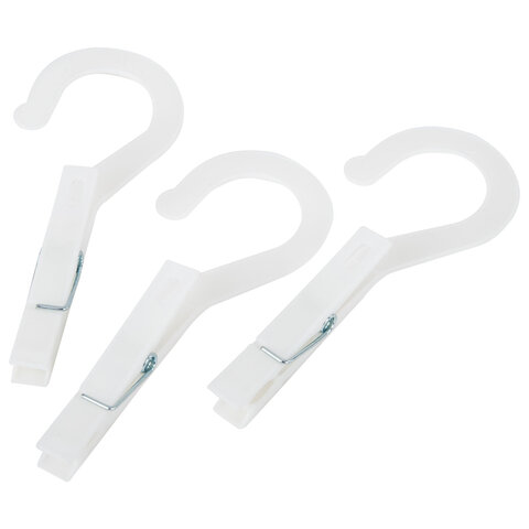 Прищепки бельевые с крючком 13 см, КОМПЛЕКТ 5 штук, пластик, белые, PRIMILA (ПРИМИЛА) EXTRA, 700518