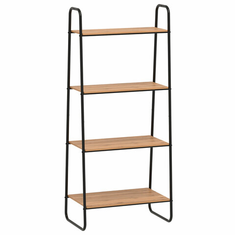 Стеллаж на металлокаркасе "Скандинавия-24", 650х385х1470 мм, 4 полки ЛДСП, черный/дуб, CТCП24 Ч