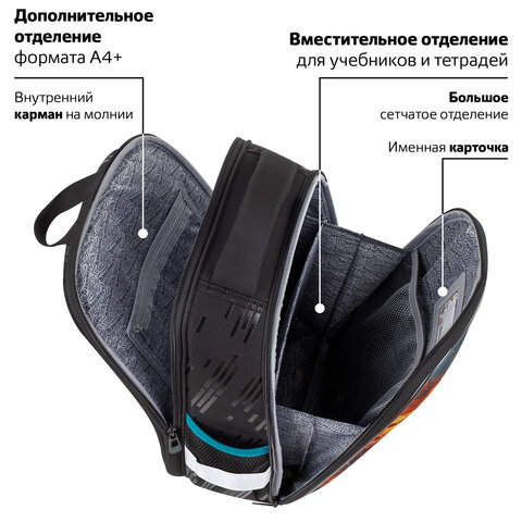 Ранец BRAUBERG FIT, 2 отделения, Speed increase, 38х27х14 см, 273109
