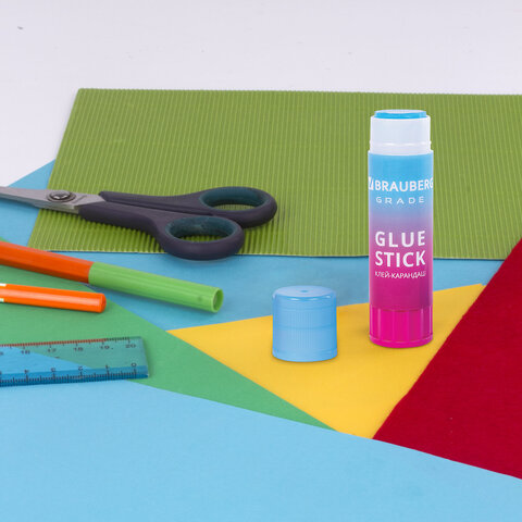 Клей-карандаш в градиентном корпусе BRAUBERG "Grade", 21 г, PVP-основа, ассорти, 271247