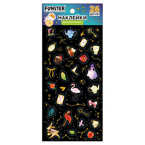 Наклейки декоративные "Black edition", 17,5х9 см, ассорти 6 видов, FUNSTER (ФАНСТЕР), 666100