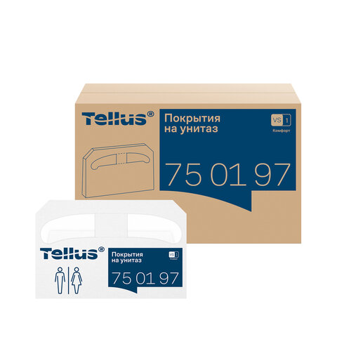 Покрытия на унитаз Tellus/TORK (Система V1), 1/2 сложения, КОМПЛЕКТ 250 шт., 37х41 см, Advanced, белые, 750197