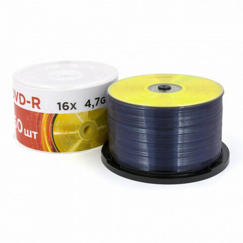 Диски DVD-R MIREX, 4,7 Гб, 16x, Cake Box (упаковка на шпиле), КОМПЛЕКТ 50 шт., UL130003A1B