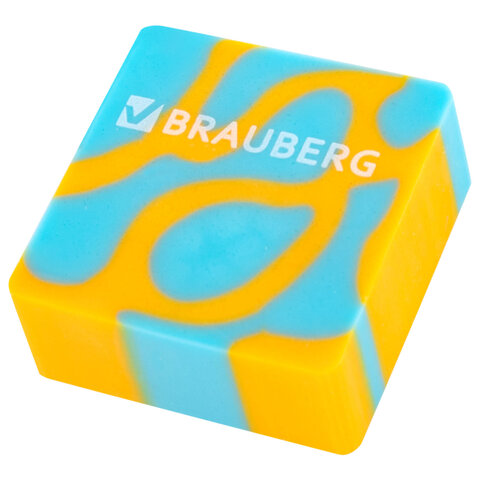 Ластик BRAUBERG "CLARITY", 34х34х14 мм, квадратный, экологичный ПВХ, ассорти, 272732