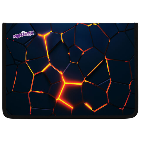 Папка для труда на молнии ЮНЛАНДИЯ А4, 1 отделение, откидная планка, органайзер, "Volcano split", 273394