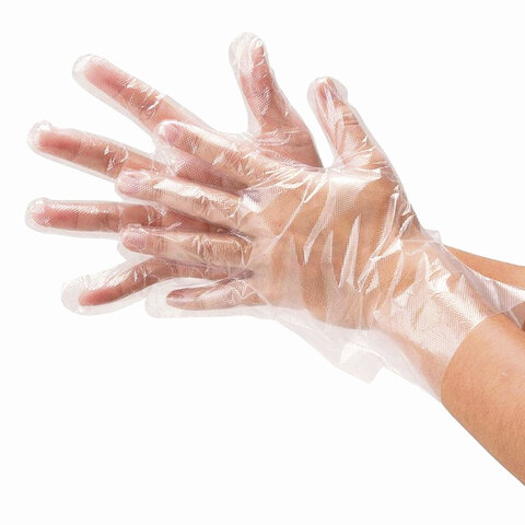 Перчатки полиэтиленовые одноразовые, ОТРЫВНЫЕ, КОМПЛЕКТ 50 пар (100 штук) размер L, LAIMA, 607355