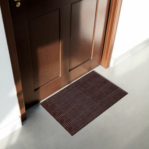 Коврик придверный 45х60 см, ВЕНГЕ пластиковый грязезащитный толщина 10 мм, "ТРАВКА", PRIMILA (ПРИМИЛА), 701064