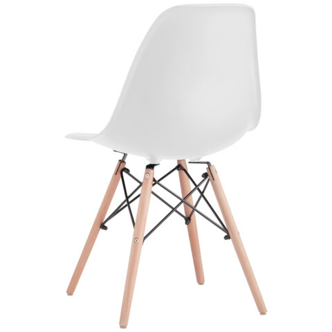 Стулья BRABIX "Eames CF-010", КОМПЛЕКТ 4 шт., пластик белый, опоры дерево/металл, 532630, 2033A