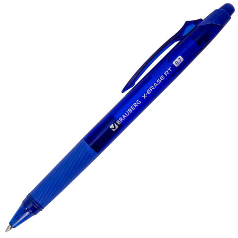 Ручка гелевая стираемая автоматическая BRAUBERG "X-ERASE RT", СИНЯЯ, пишущий узел 0,7 мм, линия письма 0,5 мм, 144423