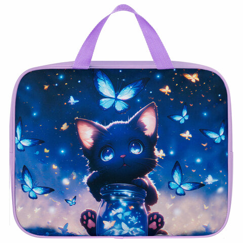 Папка на молнии с ручками BRAUBERG А4, 1 отделение, полиэстер, 80 мм, "Night catcher", 273301