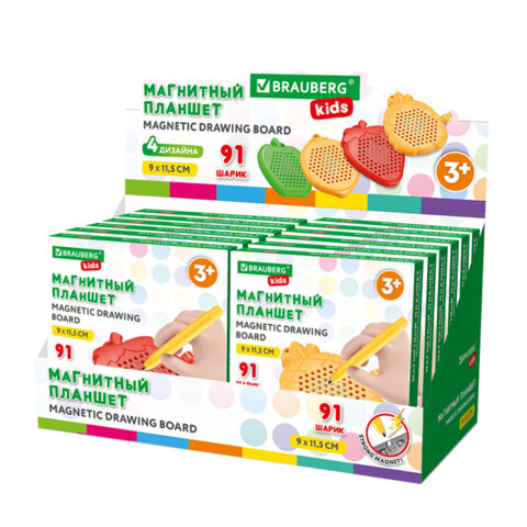 Магнитный планшет MAGPAD MINI для рисования 9х11,5 см, 91 шарик, ассорти, BRAUBERG KIDS, 665106