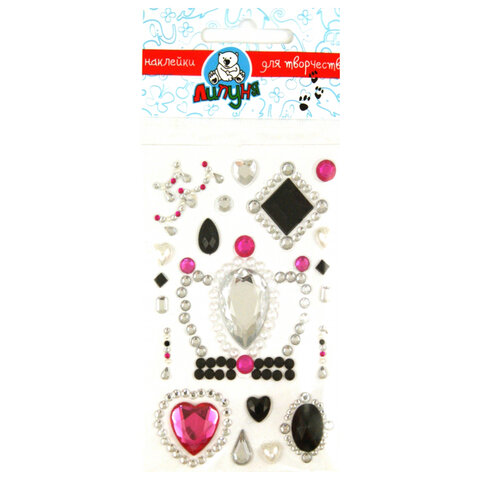 Наклейки "Хрустальные сердца", с европодвесом, ЛИПУНЯ, АССОРТИ, 125460
