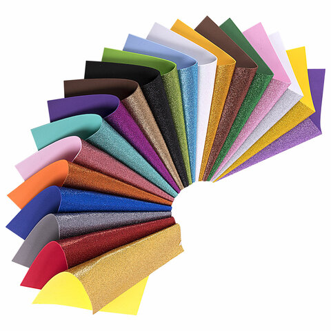 Пористая резина/фоамиран А4, 2 мм, НАБОР, 20 листов, 20 цветов, яркие цвета, блестки, ОСТРОВ СОКРОВИЩ, 665103
