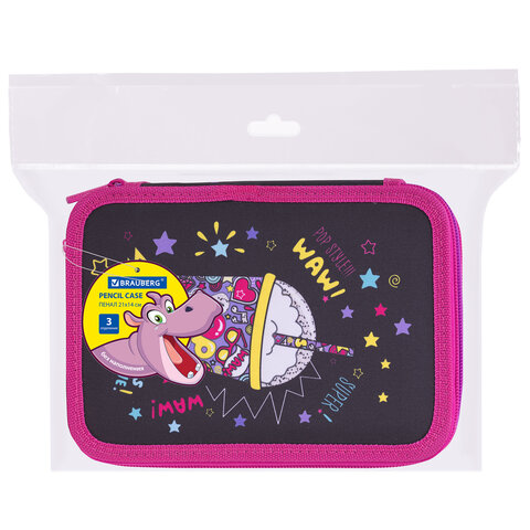 Пенал BRAUBERG, 3 отделения, полиэстер, 21х14 см, "Pop Style", 271550