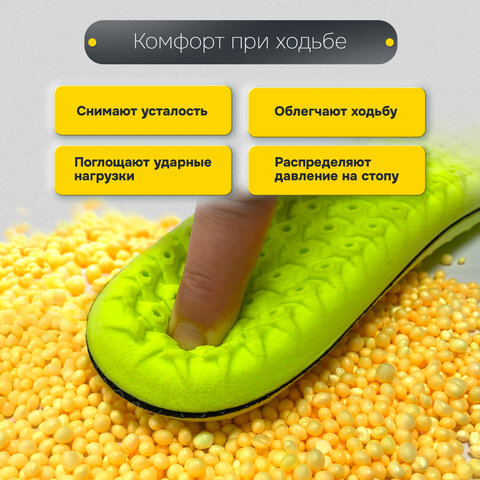 Стельки для обуви АНАТОМИЧЕСКИЕ С МАССАЖНЫМ ЭФФЕКТОМ, материал PU PRO, размер RU 34-39 / EU 35-40, с линиями выреза, SHEGRA (ШЕГРА), 700742