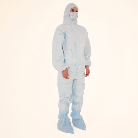 Комплект одноразовой одежды защитный КХ-87 (комбинезон, бахилы, маска), размер 56-58, ГЕКСА