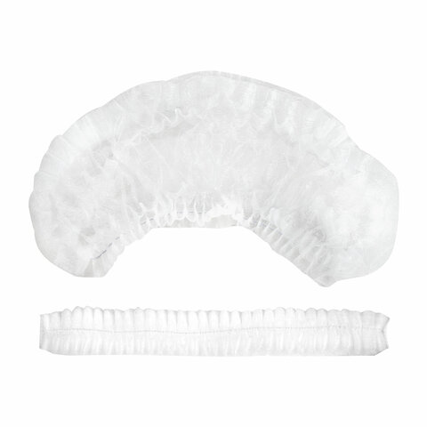 Шапочка-берет Шарлотта "Плиссе" белая, КОМПЛЕКТ 125 шт., спанбонд 8 г/м2, ГЕКСА