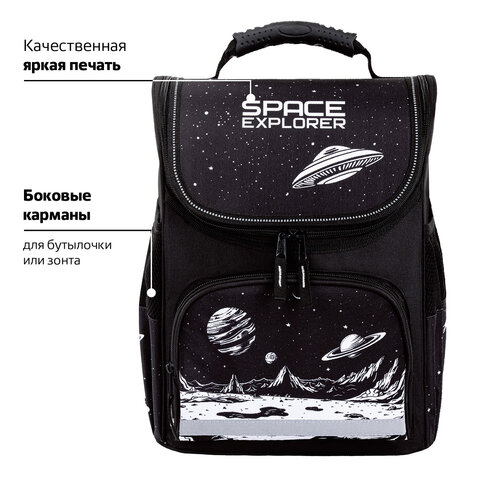 Ранец ПИФАГОР BASIC, 1 отделение, 3 кармана, эргономичная спинка, "Space invader", 35х28х18 см, 273140