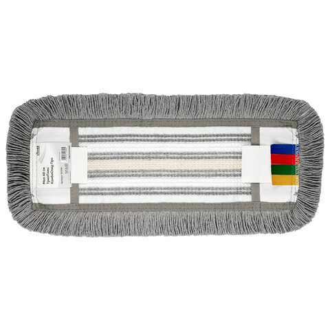 Насадка МОП плоская 40 см, VILEDA PROFESSIONAL "ТриоПлюс Комби", уши (ТИП УВ) микрофибра / хлопок, серый, 167295