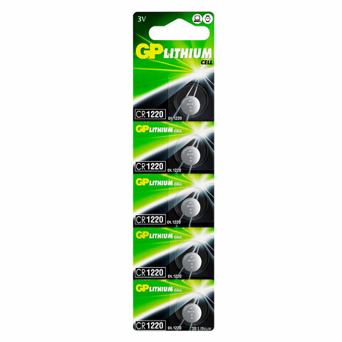 Батарейка литиевая GP Lithium CR1220 "таблетка, дисковая, кнопочная" 1 шт., блистер (отрывной блок), CR1220RA-7C5