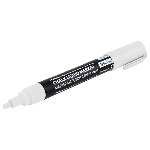 Маркер меловой CHALK LIQUID MARKER, БЕЛЫЙ, 3 мм, стираемый, BRAUBERG "CHALK", 152585