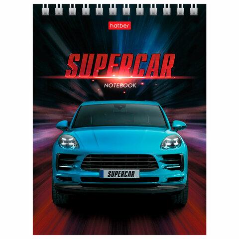 Блокнот МАЛЫЙ ФОРМАТ А6 110х145 мм, 40 л., гребень, лакированная обложка, клетка, HATBER, "Машины", 004666, 40Б6B1гр