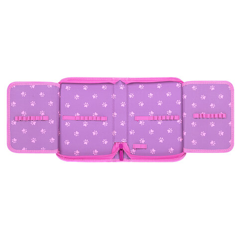 Пенал BRAUBERG, 1 отделение, 2 откидные планки, полиэстер, 21х14 см, "Paw prints", 273526