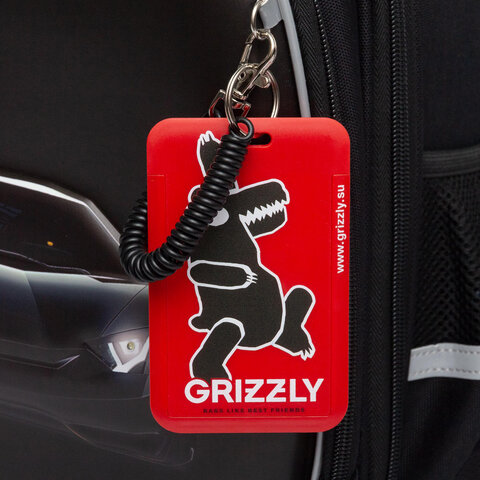 Ранец GRIZZLY анатомическая спинка, c бейджем, для мальчиков, "BLACK CAR", 36х28х20 см, RAz-587-7/1