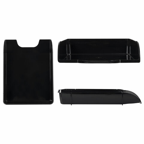 Лоток горизонтальный для бумаг BRAUBERG "Classic", 330х255х62 мм, черный, 237285