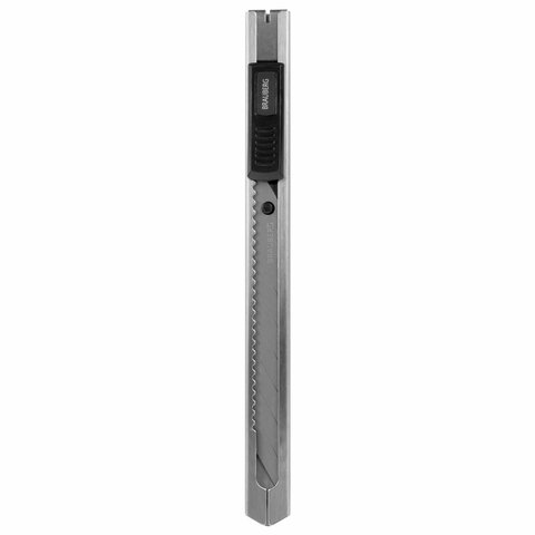 Нож канцелярский 9 мм BRAUBERG "Extra 30", металлический, лезвие 30°, автофиксатор, подвес, 237084