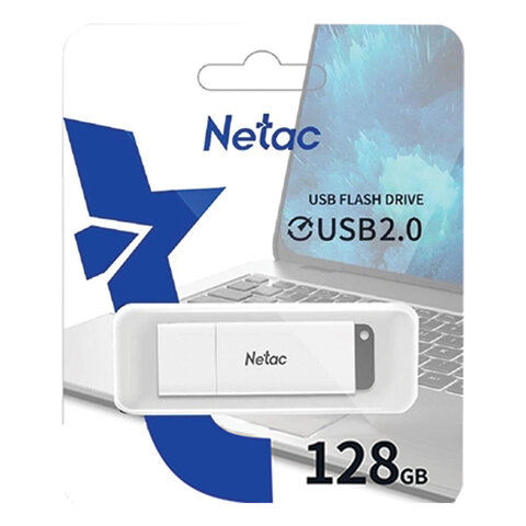 Флеш-диск 128 GB NETAC U185, USB 2.0, белый, NT03U185N-128G-20WH