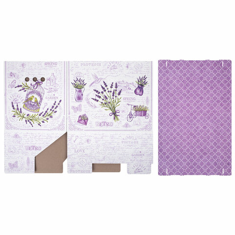 Короб для хранения из плотного микрогофрокартона 380х280х315 мм, КОМПЛЕКТ 3 шт., BRAUBERG HOME "Лаванда", 271821