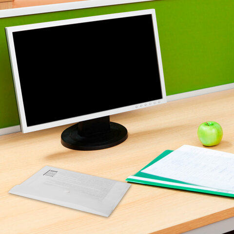 Папка-конверт с кнопкой МАЛОГО ФОРМАТА (240х190 мм), А5, матовая, прозрачная, 0,15 мм, STAFF, 270463