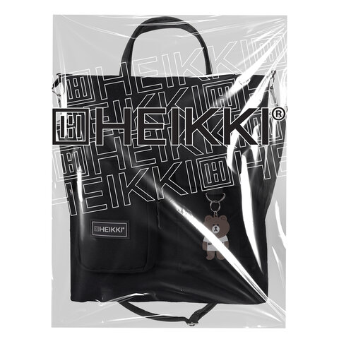 Сумка шоппер HEIKKI EQUIP (ХЕЙКИ), канвас, карманы, 38х35 см, черный, 272441