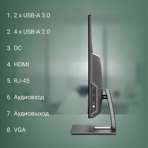 Моноблок DIGMA Action 21,5", Intel N95, 8 Гб, SSD 256 Гб, Windows 11 Pro, клавиатура + мышь, черный, DM21N9-8CXW01