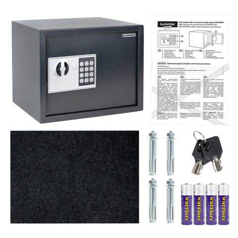Сейф мебельный DASWERK (ДАСВЕРК) SC-250EL (250х350х250 мм), электронный замок, графит, 291343