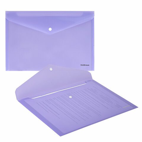 Папка-конверт с кнопкой ERICH KRAUSE "Diagonal Pastel", А4, до 120 л., непрозрачная, ассорти, 0,18 мм, 50322