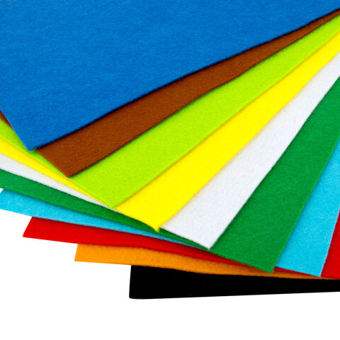 Фетр мягкий утолщенный А4, 2 мм, 10 листов, 10 цветов, плотность 250 г/м2, ОСТРОВ СОКРОВИЩ, 665669