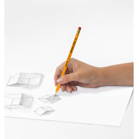 Карандаш чернографитный с ластиком STAFF "EVERYDAY" BLP-YLW, 1 шт., НВ, пластиковый, корпус жёлтый, 181940
