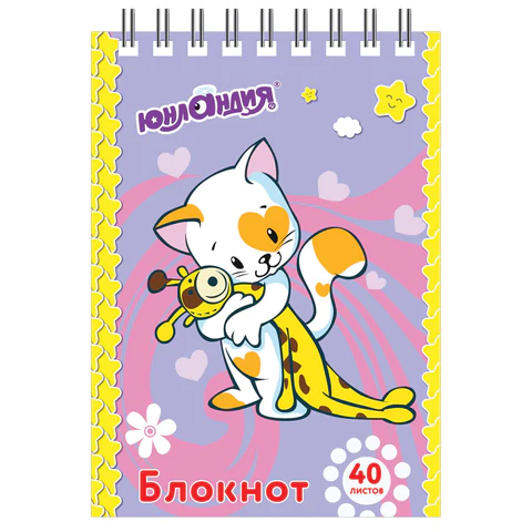 Блокнот МАЛЫЙ ФОРМАТ А7, 75х105 мм, 40 л., гребень, картон, клетка, ЮНЛАНДИЯ, "Мультяшки", 129860