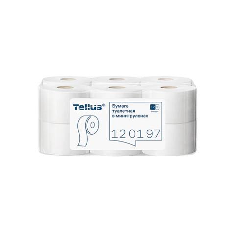 Бумага туалетная 200 метров, Tellus/TORK (Система T2) UNIVERSAL, 1-слойная, КОМПЛЕКТ 12 рулонов, 120197