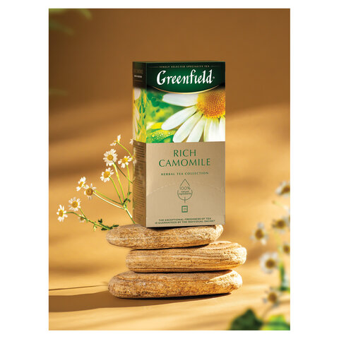 Чай GREENFIELD "Rich Camomile" травяной ромашковый, 25 пакетиков в конвертах по 1,5 г, 0432-10