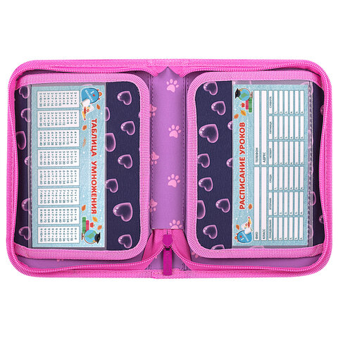 Пенал BRAUBERG, 1 отделение, 2 откидные планки, полиэстер, 21х14 см, "Paw prints", 273526