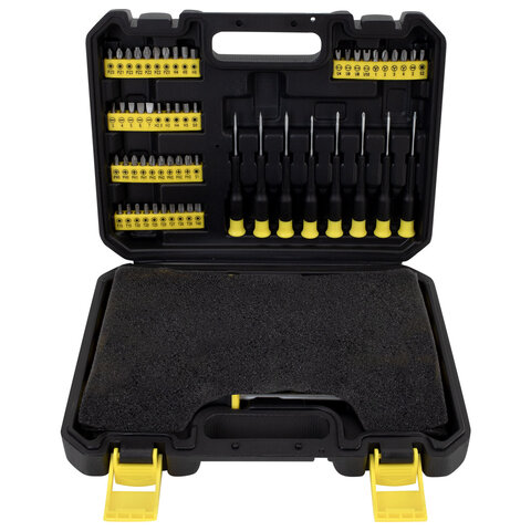 Набор отверток и бит, 65 предметов, двухкомпонентные рукоятки, пластиковый кейс, ГРАНДМАСТЕР, 671334